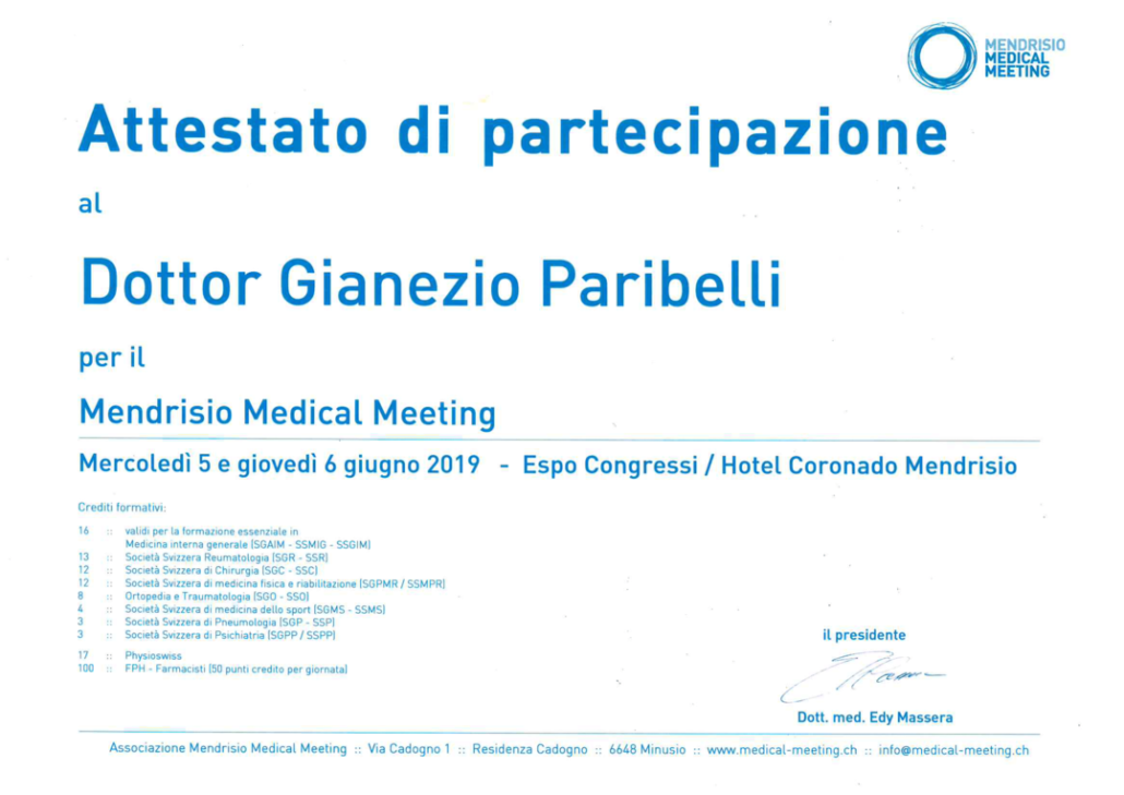 Attestati Dott. Gianezio Paribelli